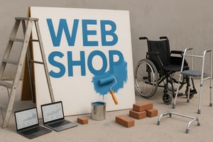 photographic Please generate a image showing that the Webshop is currently work in progress Make a Webshop sign that is currently being painted a ladd-1